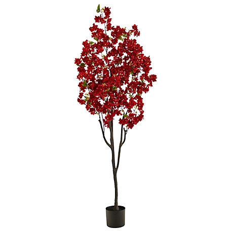 Nearly Natural 6 ft. Red Artificial Cherry Blossom Tree