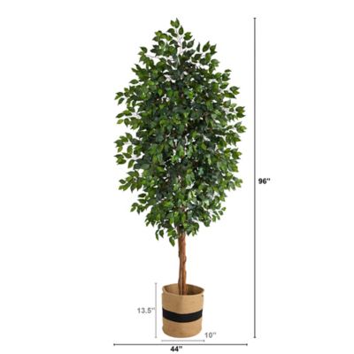 Image showing  8 ft. Artificial Ficus Tree in Handmade Natural Cotton Planter