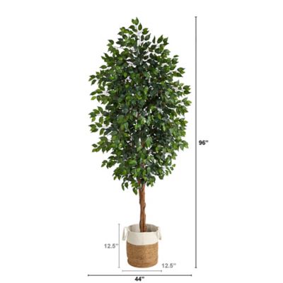Image showing  8 ft. Artificial Ficus Tree with Handmade Natural Jute and Cotton Planter