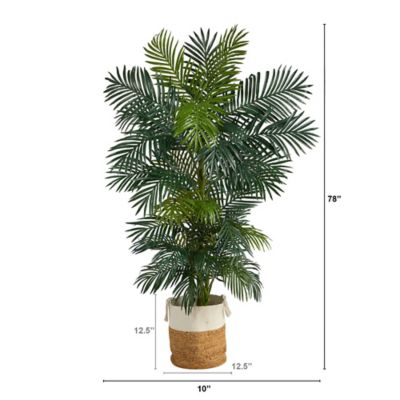 Image showing  6.5 ft. Golden Cane Artificial Palm Tree in Handmade Natural Jute and Cotton Planter