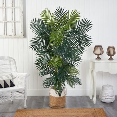 Image showing  6.5 ft. Golden Cane Artificial Palm Tree in Handmade Natural Jute and Cotton Planter