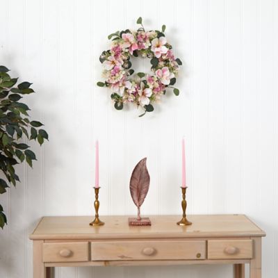 Image showing  20 in. Hydrangea and Magnolia Artificial Wreath