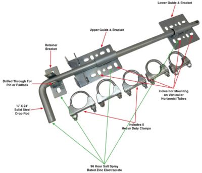 Image showing 7 th Tech Team Farm Gate Cane Bolt and Drop Rod, 3/4 in. x 24 in.