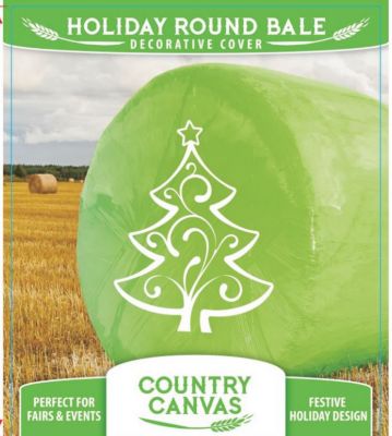 Country Canvas Holiday Bale Cover, 4 in. x 8.5 in. x 11 in., Christmas Tree