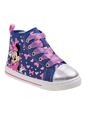 Disney Minnie Mouse Denim High Top Sneakers with Lace Details (Toddler-Little Kids)