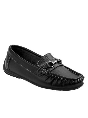 Josmo Slip-On Loafer Leather Boy Dress Shoes with Metal Accent (Toddler-Little Kids)