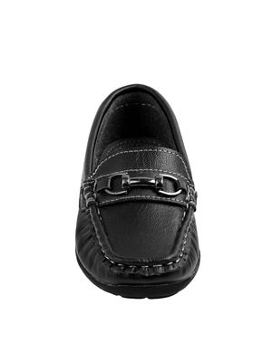 Image showing  Slip-On Loafer Leather Boy Dress Shoes with Metal Accent (Toddler-Little Kids)