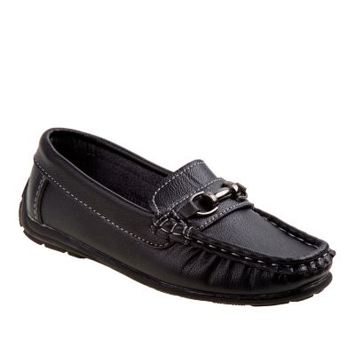 Josmo Slip-On Loafer Leather Boy Dress Shoes with Metal Accent (Toddler-Little Kids)