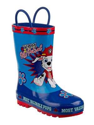 Nickelodeon Toddler Boys' PAW Patrol Mid Waterproof Rain Boots with Pull-On Hoops