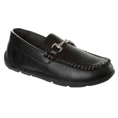 Josmo Slip-On Loafer Leather Boy Dress Shoes with Metal Accent (Toddler-Little Kids)