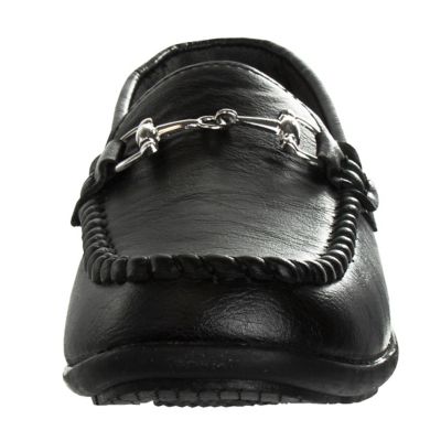 Image showing  Slip-On Loafer Leather Boy Dress Shoes with Metal Accent (Toddler-Little Kids)