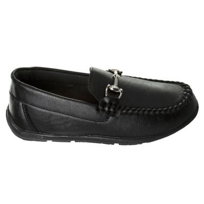 Image showing  Slip-On Loafer Leather Boy Dress Shoes with Metal Accent (Toddler-Little Kids)