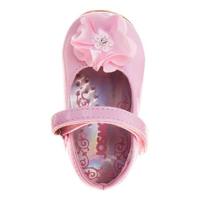 Image showing  Baby Girls' Mary Jane Flats Crib Dress Shoes with Rose Ornament (Infant-Toddler Sizes)