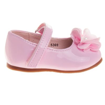 Image showing  Baby Girls' Mary Jane Flats Crib Dress Shoes with Rose Ornament (Infant-Toddler Sizes)