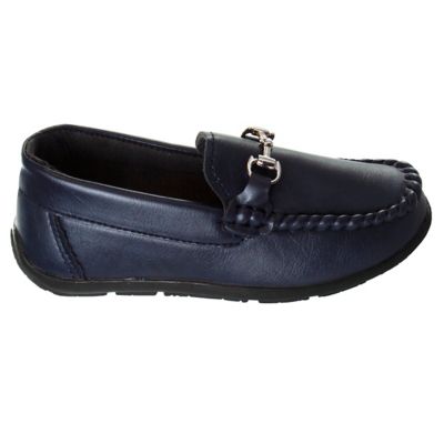 Image showing  Slip-On Loafer Leather Boy Dress Shoes with Metal Accent (Toddler-Little Kids)