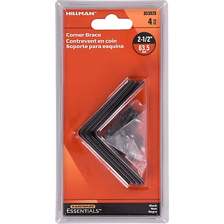 Hillman Hardware Essentials Corner Brace Black (2-1/2in. x 5/8in.) 4 Pack
