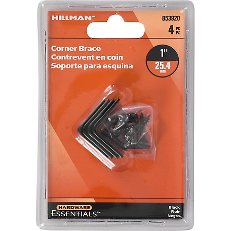 Hillman Hardware Essentials Corner Brace Black (1in. x 1/2in.) 4 Pack