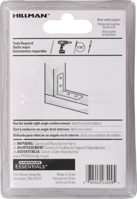 Image showing  Hardware Essentials 1 in. x 1/2 in. Corner Brace, Black, 4-Pack
