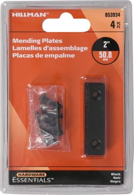 Hillman Hardware Essentials Mending Plate Black (2in. x 1/2in.) 4 Pack