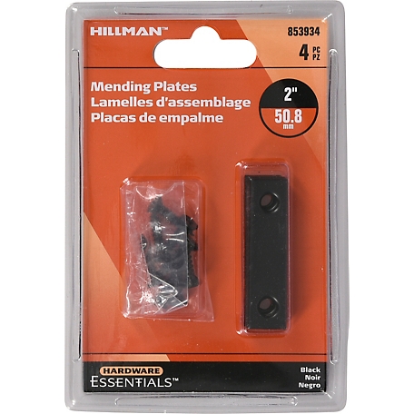 Hillman Hardware Essentials Mending Plate Black (2in. x 1/2in.) 4 Pack