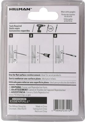 Image showing  Hardware Essentials 2 in. x 1/2 in. Mending Plate, Black, 4-Pack