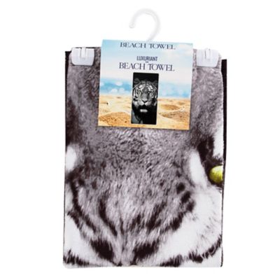 Image showing  White Tiger Face Beach Towel, 30 in. x 60 in.