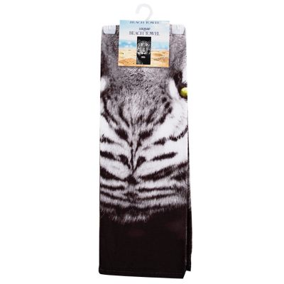 Image showing  White Tiger Face Beach Towel, 30 in. x 60 in.