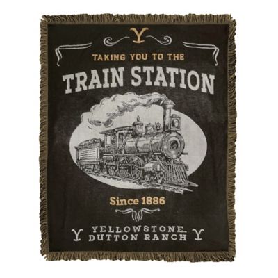 Northwest Ent 019 Yellowstone, Train Station Woven Jacquard Throw Blanket