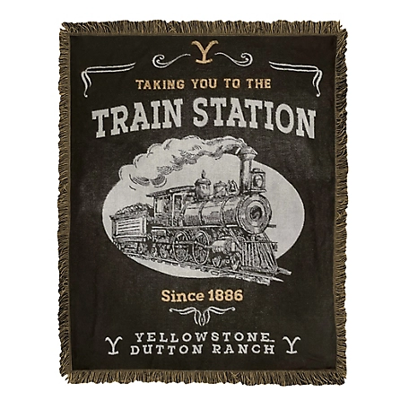 Northwest Ent 019 Yellowstone, Train Station Woven Jacquard Throw Blanket