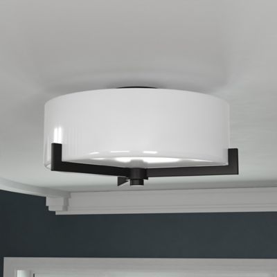 Image showing  Hamlin 2-Light Semi Flush Mount with Glass Shade