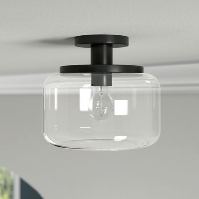 Image showing  Tatum Semi Flush Mount with Glass Shade