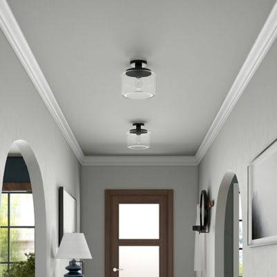 Image showing  Tatum Semi Flush Mount with Glass Shade