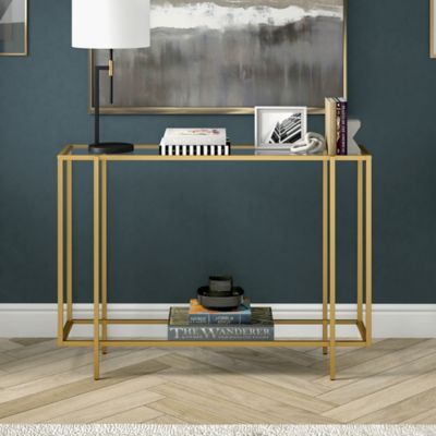 Hudson&Canal Vireo Rectangular Console Table with Glass Shelf