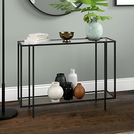 Hudson&Canal Vireo Rectangular Console Table with Glass Shelf