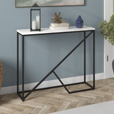 Hudson&Canal Stella Console Table with Faux Marble Top