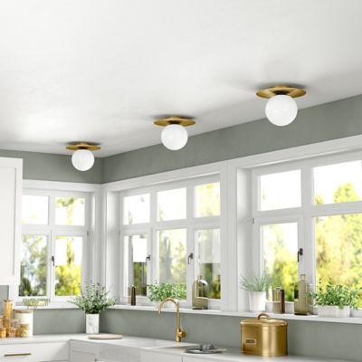 Image showing 3 th Hudson&Canal Amma Flush Mount with Glass Shade