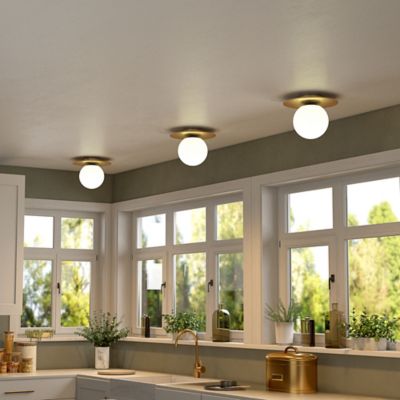 Image showing 7 th Hudson&Canal Amma Flush Mount with Glass Shade