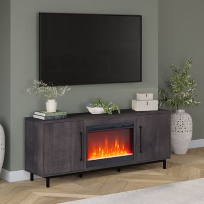 Image showing  Julian Rectangular TV Stand with Crystal Fireplace for TVs Up to 80 in.