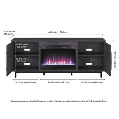 Image showing  Julian Rectangular TV Stand with Crystal Fireplace for TVs Up to 80 in.