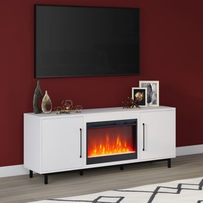 Image showing  Julian Rectangular TV Stand with Crystal Fireplace for TVs Up to 80 in.