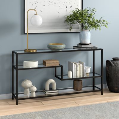 Hudson&Canal Mathis Rectangular Console Table with Glass Top