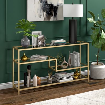 Hudson&Canal Mathis Rectangular Console Table with Glass Top