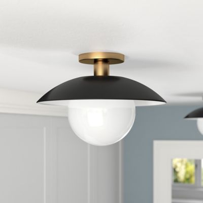Hudson&Canal Alvia Semi Flush Mount with Metal/Glass Shade