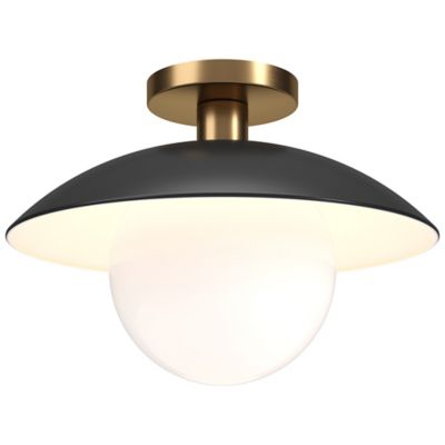 Image showing  Alvia Semi Flush Mount with Metal/Glass Shade