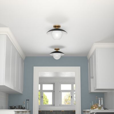 Image showing  Alvia Semi Flush Mount with Metal/Glass Shade