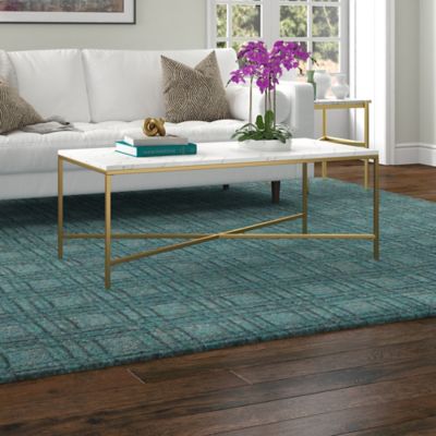 Hudson&Canal Henley Rectangular Coffee Table with Faux Marble Top