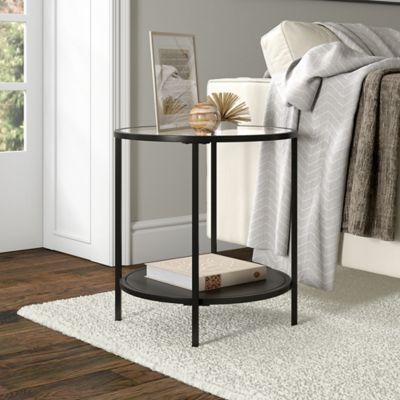 Hudson&Canal Sivil Round Side Table with Metal Shelf