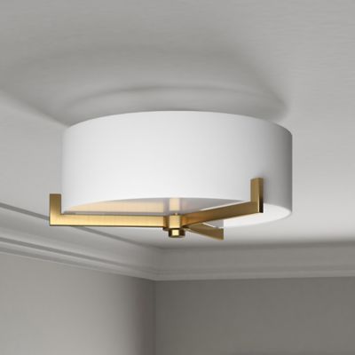 Hudson&Canal Hamlin 2-Light Semi Flush Mount with Fabric Shade