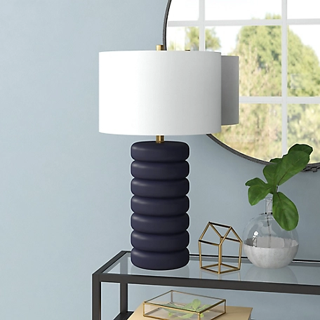 Hudson&Canal Zelda Ceramic Bubble Body Table Lamp with Fabric Shade