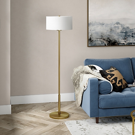 Hudson&Canal Trina Metal Floor Lamp with Fabric Shade